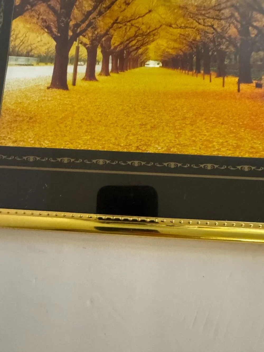 Vintage Holographic Autumn Landscape Framed Wall Art Gold Frame 10x12